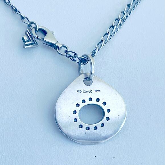 Silpada Sterling Silver CZ Anemone Double Stranded Chain Necklace w/ Pendant - Picture 7 of 8